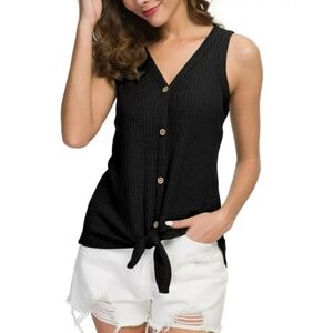 JWD Woman's Waffle Knit Tunic Tie Top